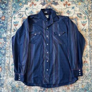 Vintage Trading Post Company Striped Western Button-up Shirt